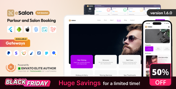 eSalon - Parlour and Salon Booking Full Solution