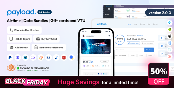 PayLoad - Airtime | Data Bundles | Gift cards and VTU Full Solution