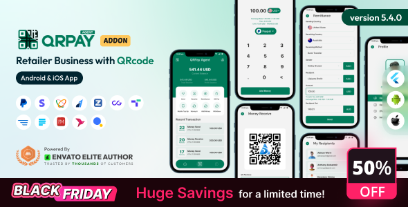QRPay Agent - Retailer Business with QR Code Android and iOS App