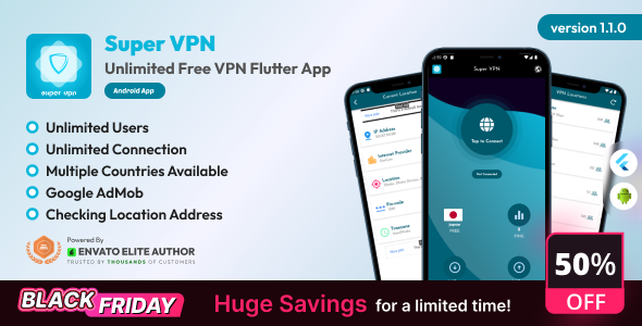 SuperVPN - Unlimited Free VPN Flutter App