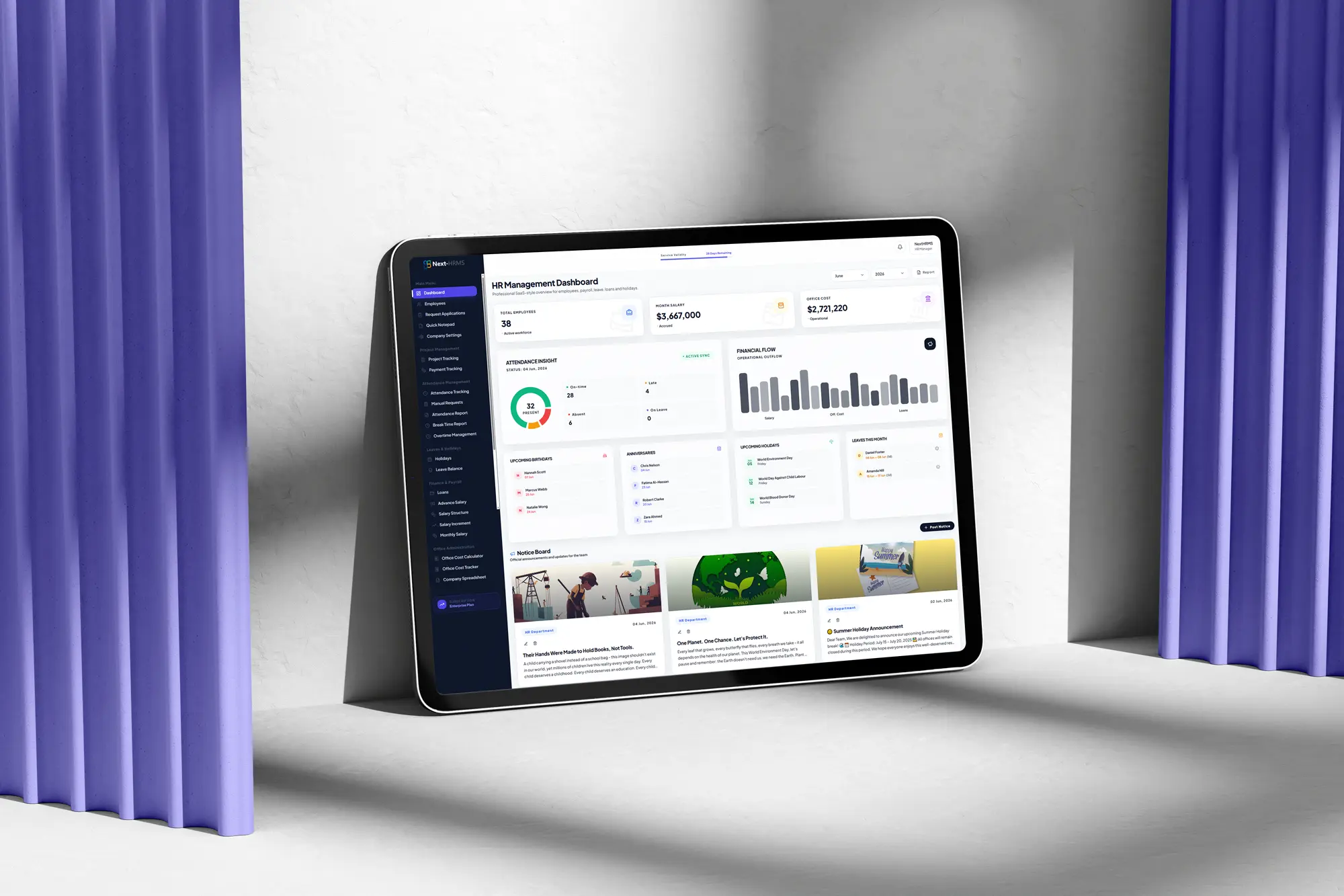 NextHRMS dashboard